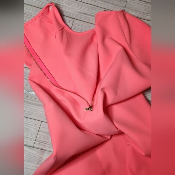 Donna Morgan Neon Pink Shift Dress Size 8 - Picture 6 of 11